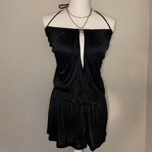 Cia martima black satin halter multiwear dress